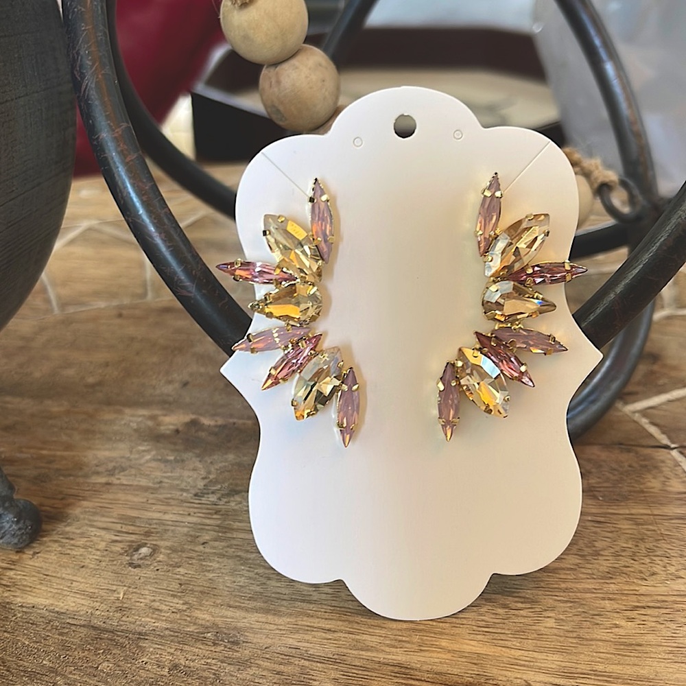 Gorgeous pink and gold fan earrings
